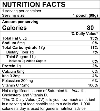 Nutrition Facts Banana Strawberry Raspberry Mixed Grain